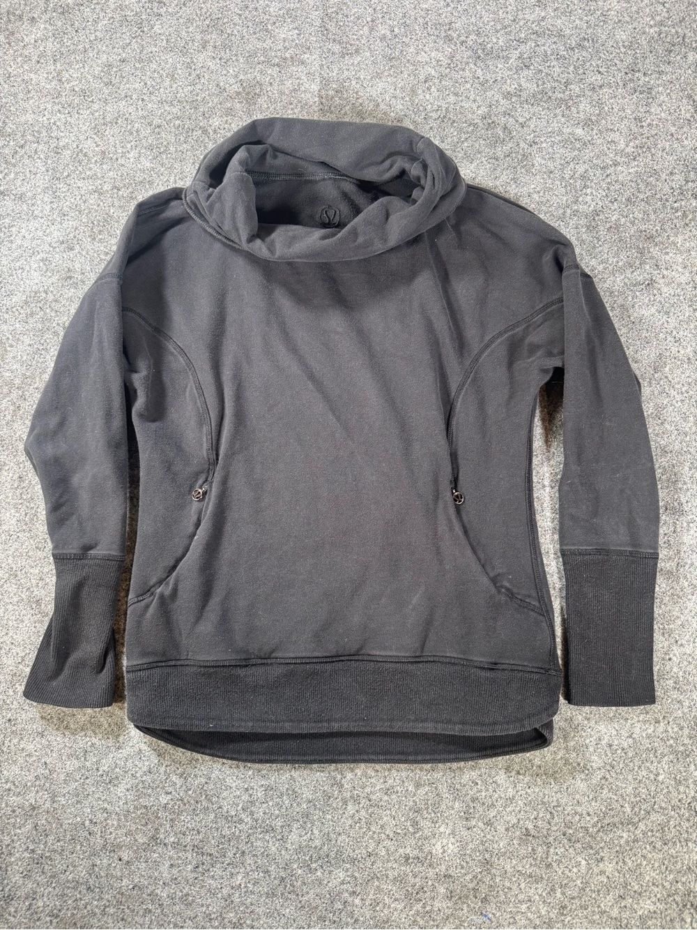 Lululemon Black Cowl Neck Pullover Sweatshirt Hidden Zip Pockets